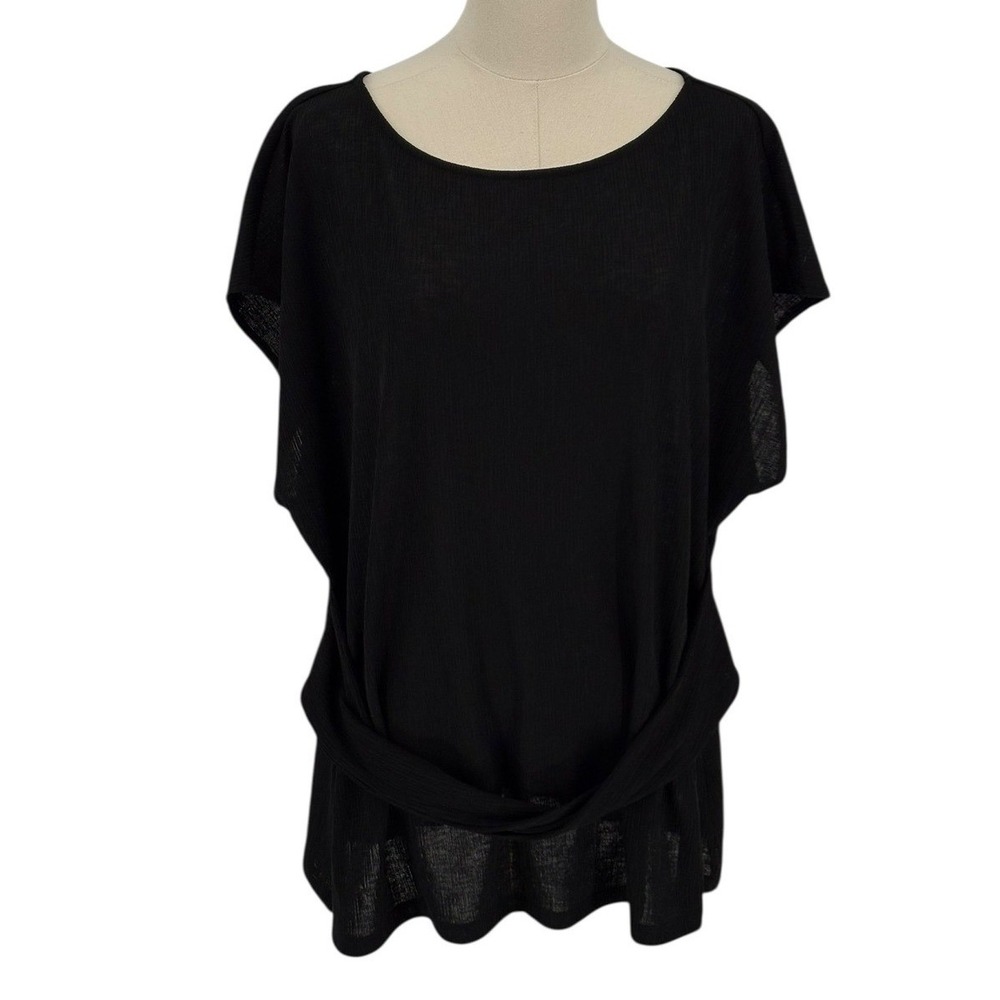14th & Union Black Knit‎ Twist Front Dolman Sleeve Top Plus Size 2X